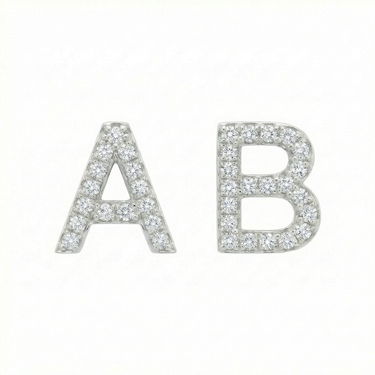Diamond Pave Letter Diamond Studs 0.24 CTW