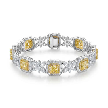 Canary Ribbon Cushion Cut Yellow Diamond Bracelet