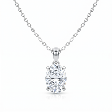 Oval Cut Pendant Diamond Solitaire Necklace