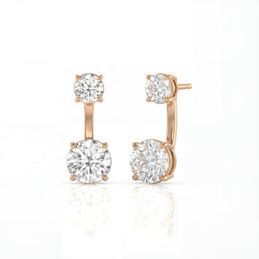 Toi et Moi Round Diamond Front - Back Stud Earrings - Beyon Diamond