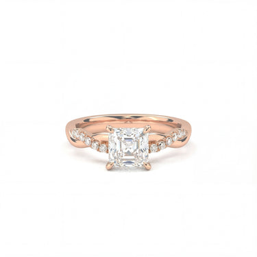 Twisted Side Stone Solitaire Asscher Cut Diamond Ring - Beyon Diamond