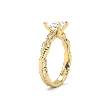 Twisted Side Stone Solitaire Asscher Cut Diamond Ring - Beyon Diamond