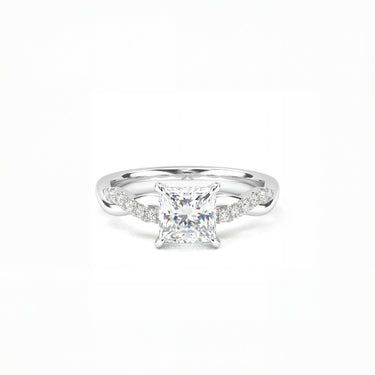Twisted Side Stone Solitaire Asscher Cut Diamond Ring - Beyon Diamond