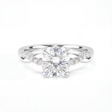 Twisted Side Stone Solitaire Cushion Cut Diamond Ring - Beyon Diamond