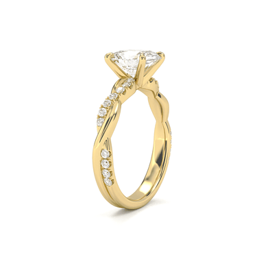 Twisted Side Stone Solitaire Cushion Cut Diamond Ring - Beyon Diamond