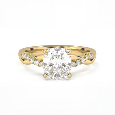 Twisted Side Stone Solitaire Cushion Cut Diamond Ring - Beyon Diamond