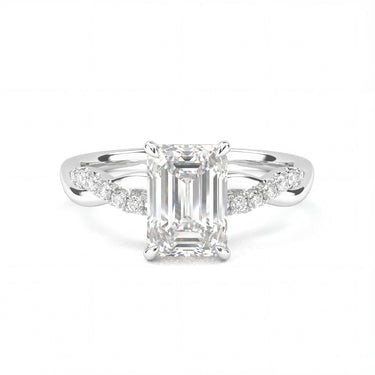 Twisted Side Stone Solitaire Emerald Cut Diamond Ring - Beyon Diamond