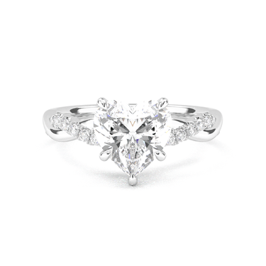 Twisted Side Stone Solitaire Heart Cut Diamond Ring - Beyon Diamond