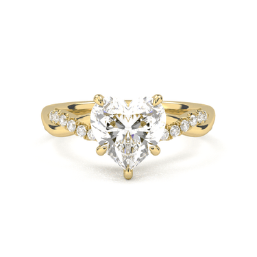 Twisted Side Stone Solitaire Heart Cut Diamond Ring - Beyon Diamond