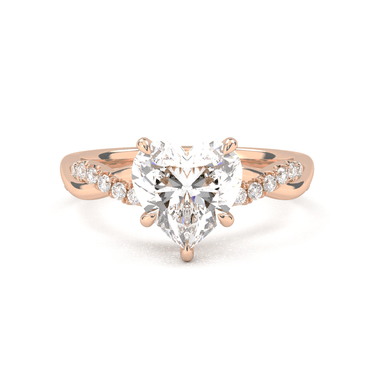 Twisted Side Stone Solitaire Heart Cut Diamond Ring - Beyon Diamond