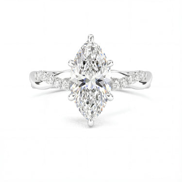Twisted Side Stone Solitaire Marquise Cut Diamond Ring - Beyon Diamond