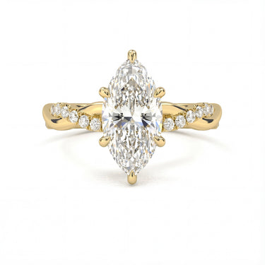 Twisted Side Stone Solitaire Marquise Cut Diamond Ring - Beyon Diamond
