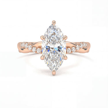 Twisted Side Stone Solitaire Marquise Cut Diamond Ring - Beyon Diamond