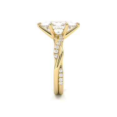 Twisted Side Stone Solitaire Marquise Cut Diamond Ring - Beyon Diamond