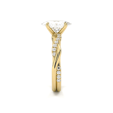 Twisted Side Stone Solitaire Oval Cut Diamond Ring - Beyon Diamond