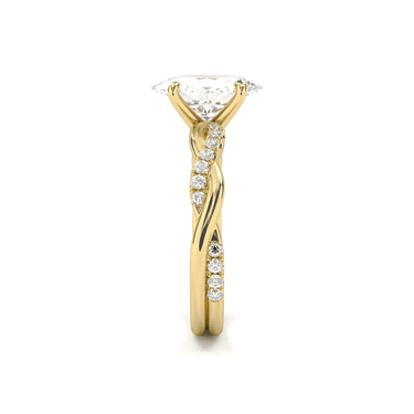 Twisted Side Stone Solitaire Oval Cut Diamond Ring - Beyon Diamond