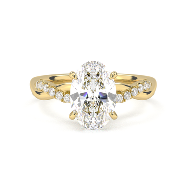 Twisted Side Stone Solitaire Oval Cut Diamond Ring - Beyon Diamond