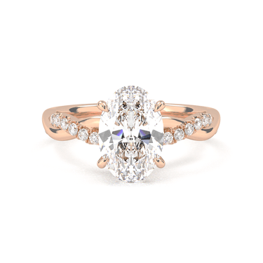 Twisted Side Stone Solitaire Oval Cut Diamond Ring - Beyon Diamond