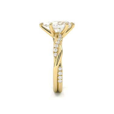 Twisted Side Stone Solitaire Pear Cut Diamond Ring - Beyon Diamond