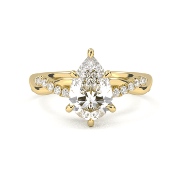 Twisted Side Stone Solitaire Pear Cut Diamond Ring - Beyon Diamond