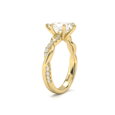 Twisted Side Stone Solitaire Pear Cut Diamond Ring - Beyon Diamond