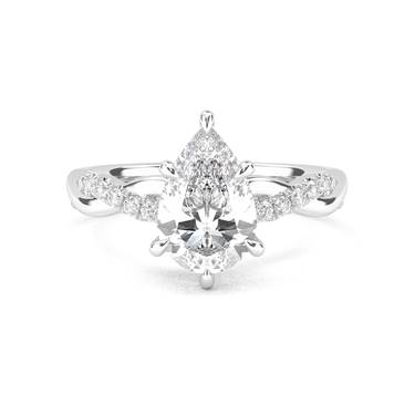 Twisted Side Stone Solitaire Pear Cut Diamond Ring - Beyon Diamond