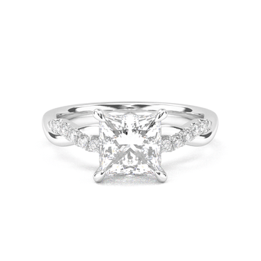 Twisted Side Stone Solitaire Princess Cut Diamond Ring - Beyon Diamond