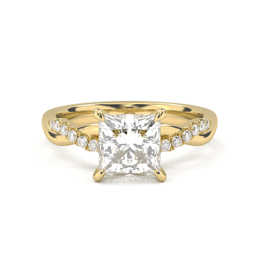 Twisted Side Stone Solitaire Princess Cut Diamond Ring - Beyon Diamond