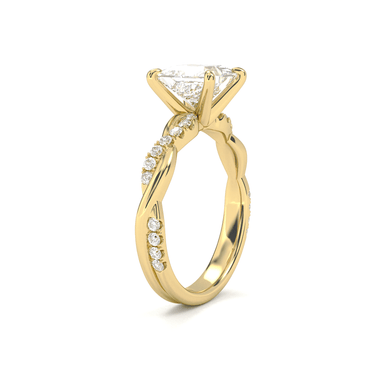 Twisted Side Stone Solitaire Princess Cut Diamond Ring - Beyon Diamond