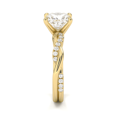 Twisted Side Stone Solitaire Princess Cut Diamond Ring - Beyon Diamond