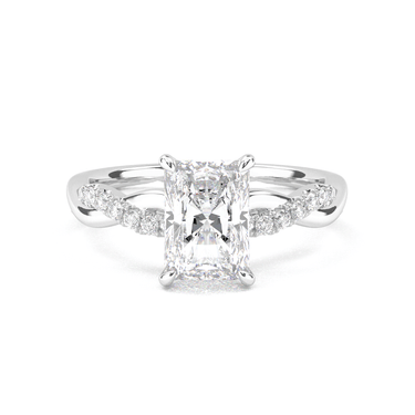 Twisted Side Stone Solitaire Radiant Cut Diamond Ring - Beyon Diamond