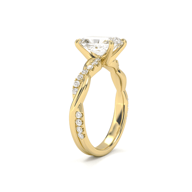 Twisted Side Stone Solitaire Radiant Cut Diamond Ring - Beyon Diamond