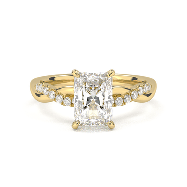 Twisted Side Stone Solitaire Radiant Cut Diamond Ring - Beyon Diamond