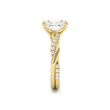 Twisted Side Stone Solitaire Radiant Cut Diamond Ring - Beyon Diamond