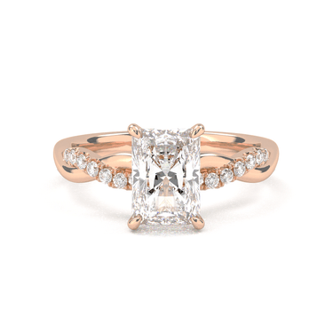 Twisted Side Stone Solitaire Radiant Cut Diamond Ring - Beyon Diamond