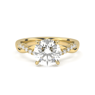 Twisted Side Stone Solitaire Round Cut Diamond Ring - Beyon Diamond