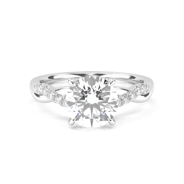 Twisted Side Stone Solitaire Round Cut Diamond Ring - Beyon Diamond