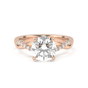 Twisted Side Stone Solitaire Round Cut Diamond Ring - Beyon Diamond