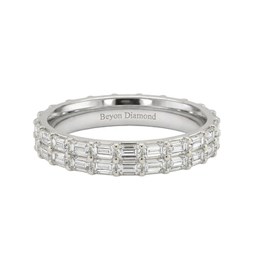 Two - Row Emerald Cut Diamond Wedding Band 2CTW - Beyon Diamond