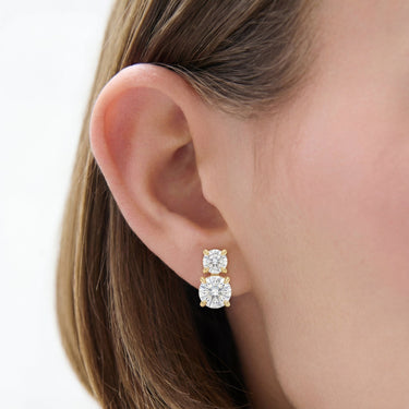 Two - Stone Diamond Stud Earrings - Beyon Diamond