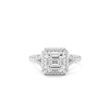 Vintage Halo Pavé Asscher Cut Diamond Ring - Beyon Diamond