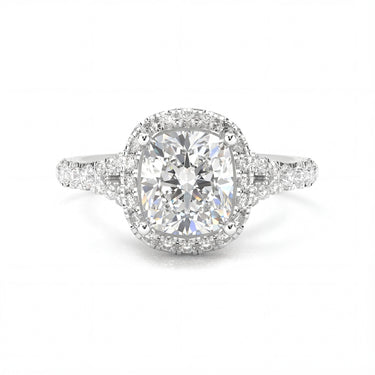 Vintage Halo Pavé Cushion Cut Diamond Ring - Beyon Diamond