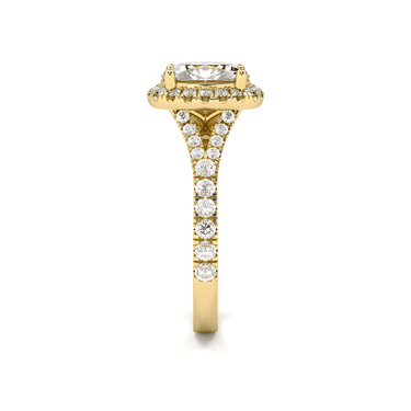 Vintage Halo Pavé Cushion Cut Diamond Ring - Beyon Diamond