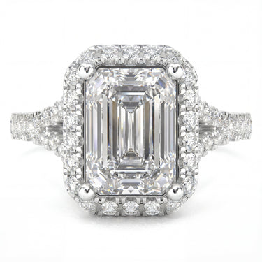 Vintage Halo Pavé Emerald Cut Diamond Ring - Beyon Diamond