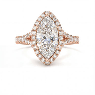 Vintage Halo Pavé Marquise Cut Diamond Ring - Beyon Diamond