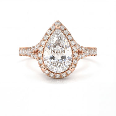 Vintage Halo Pavé Pear Cut Diamond Ring - Beyon Diamond