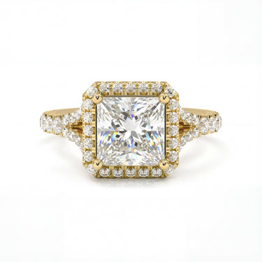 Vintage Halo Pavé Princess Cut Diamond Ring - Beyon Diamond