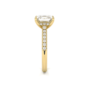 Vintage Pavé Hidden Halo Asscher Cut Diamond Ring - Beyon Diamond