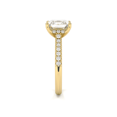 Vintage Pavé Hidden Halo Asscher Cut Diamond Ring - Beyon Diamond