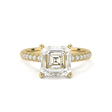 Vintage Pavé Hidden Halo Asscher Cut Diamond Ring - Beyon Diamond